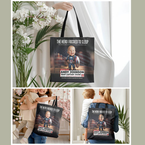 Personalized Baby Superhero Tote Bag – Custom Captain Design with Name, Photo & Quote